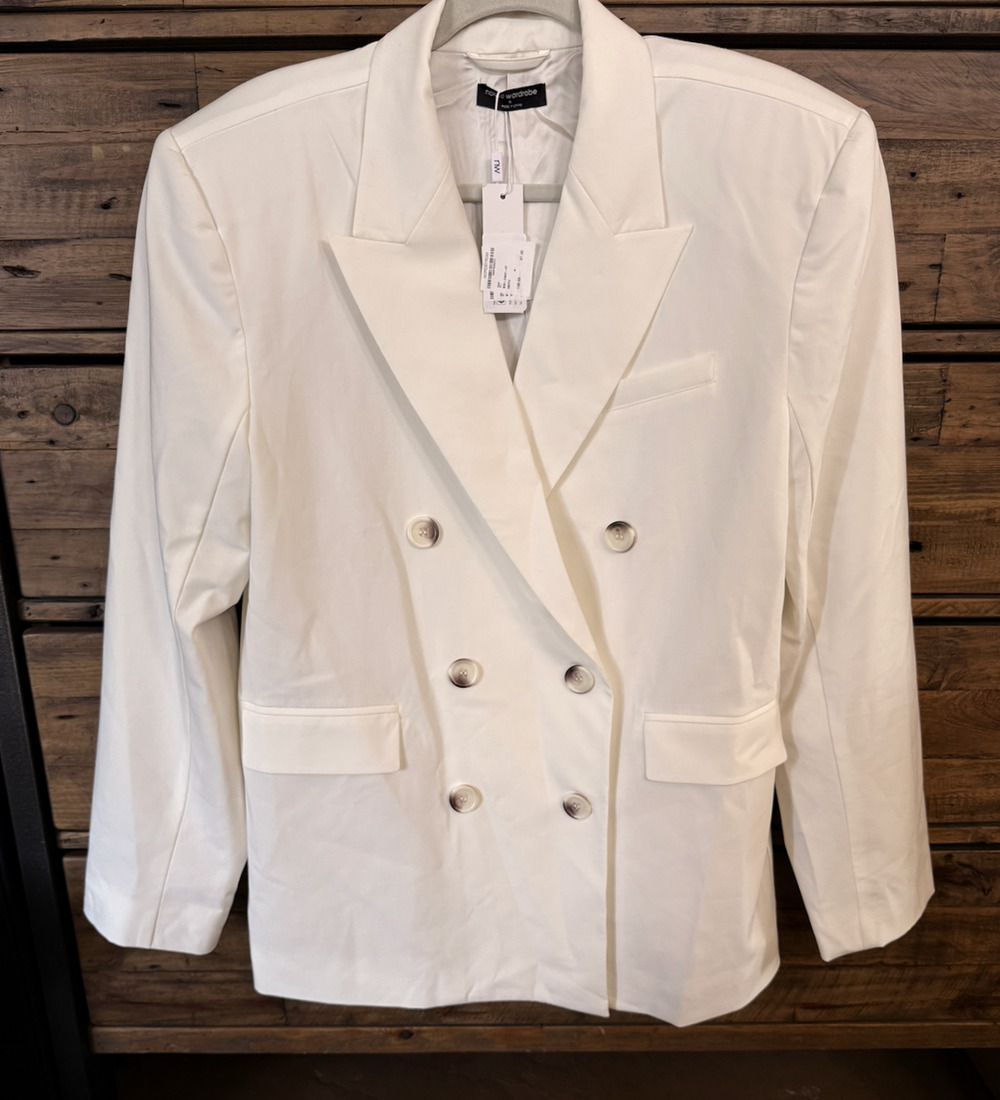 Naked Wardrobe Blazer Women's M White Double Breasted Tuxedo NWT